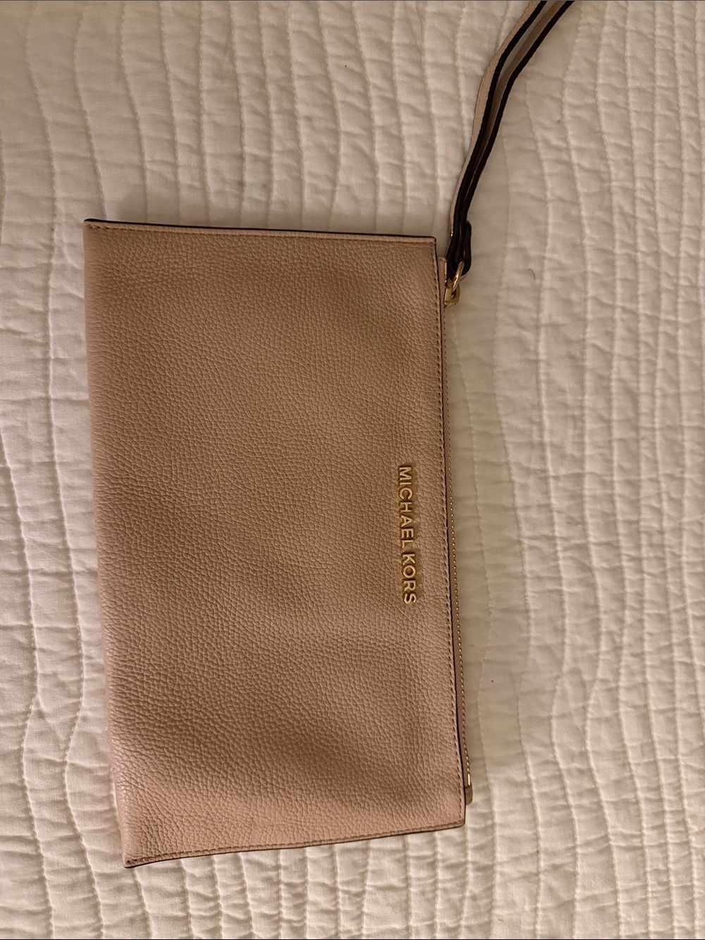 Michael Kors Blush Pink Pebbled Leather Wristlet Clutch